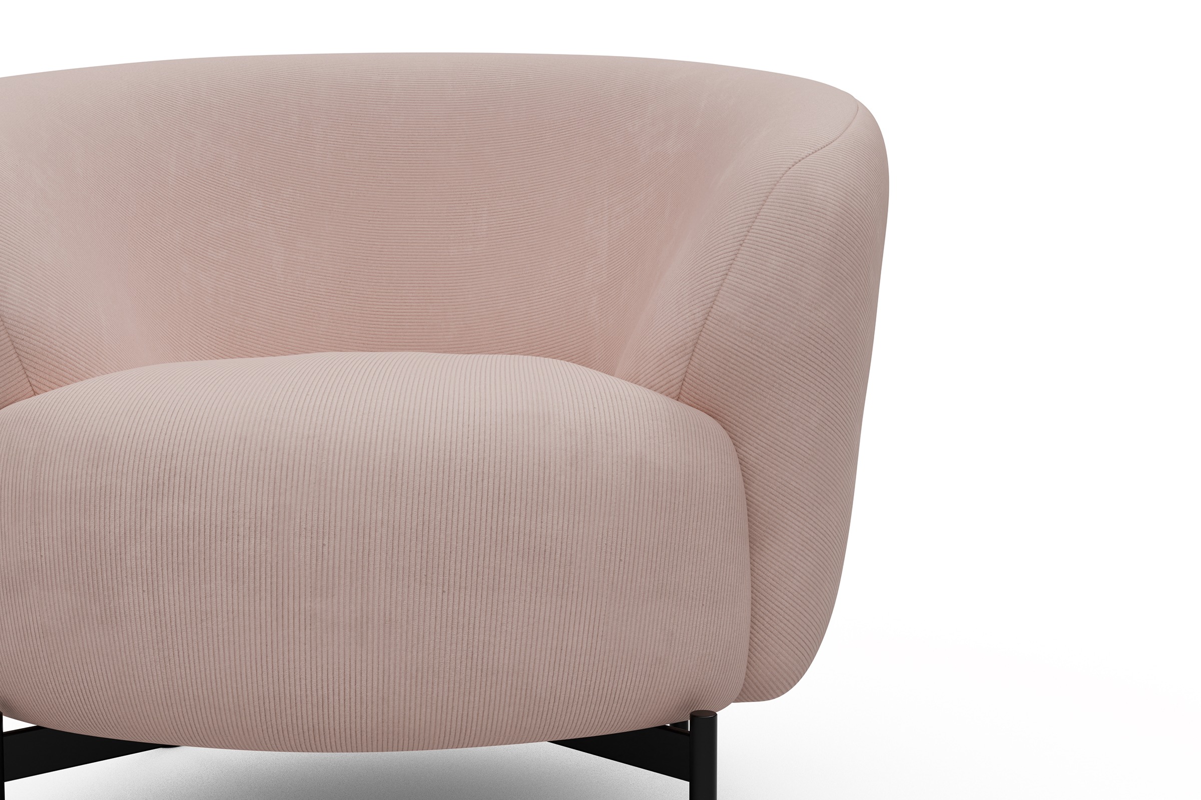 Sessel Ronda X-Metallgestell Schwarz Cordufine-Blush