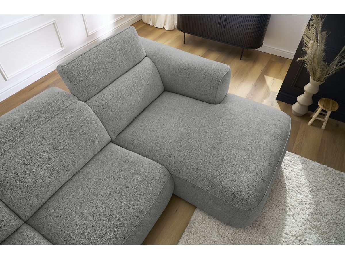 Bobochic William Ecksofa Melange-Stoff Hellgrau Ecke rechts