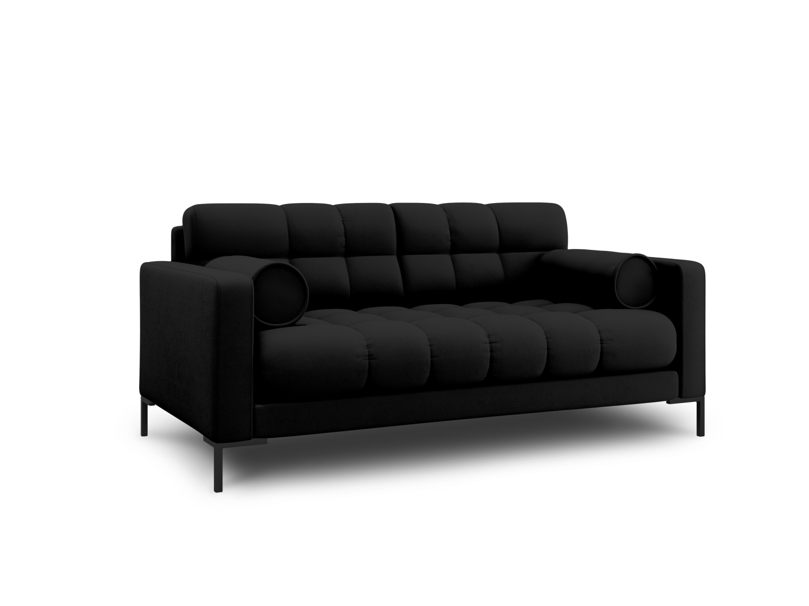 Cosmopolitan Design Sofa Bali 2-Sitzer Strukturierter Stoff Neve Schwarz Beine Schwarzes Metall