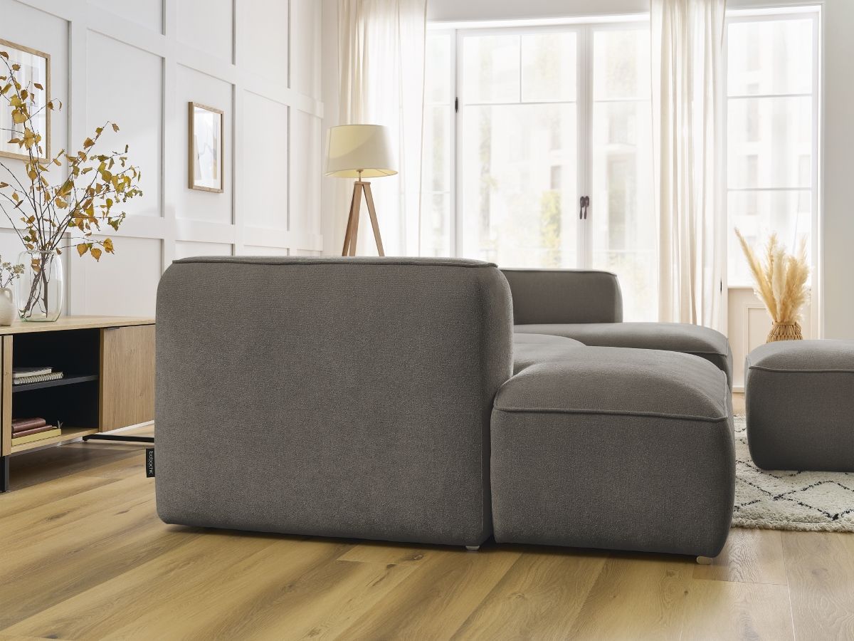 Bobochic Zephyr Wohnlandschaft mit Pouf Strukturstoff Taupe
