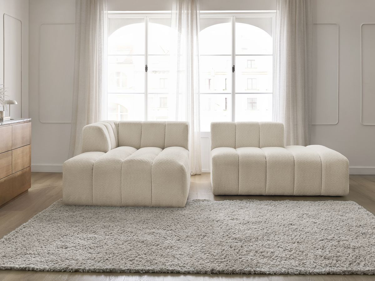 Bobochic Annecy Ecksofa Bouclé-Stoff Beige Ecke links