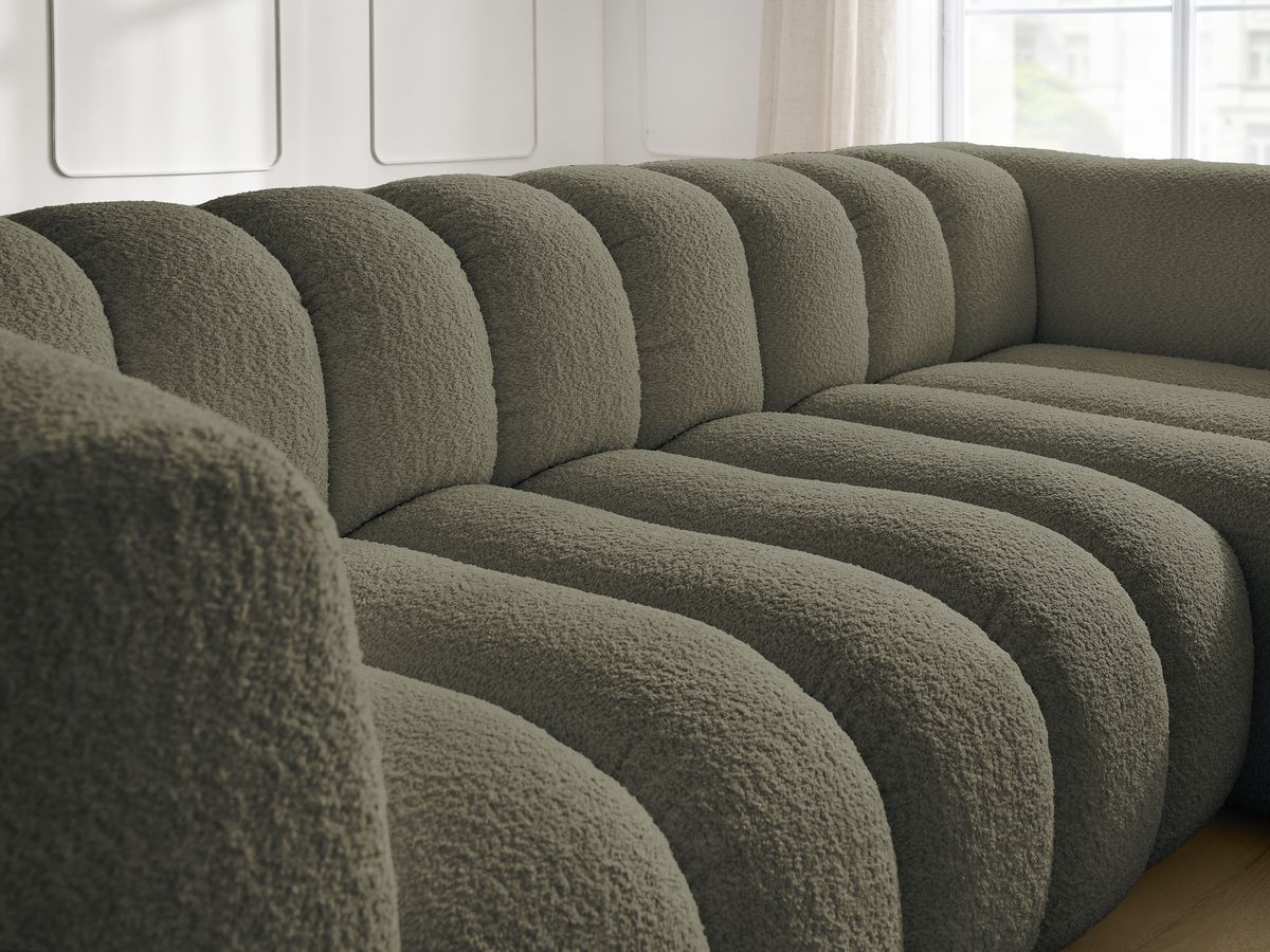Bobochic Talia Ecksofa Bouclé-Stoff Grün Ecke rechts