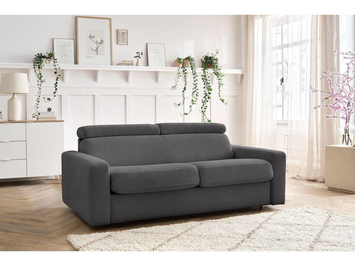 Bobochic Monaco Schlafsofa 3-Sitzer Stoff Dunkelgrau, Liegefläche 160 × 190 cm