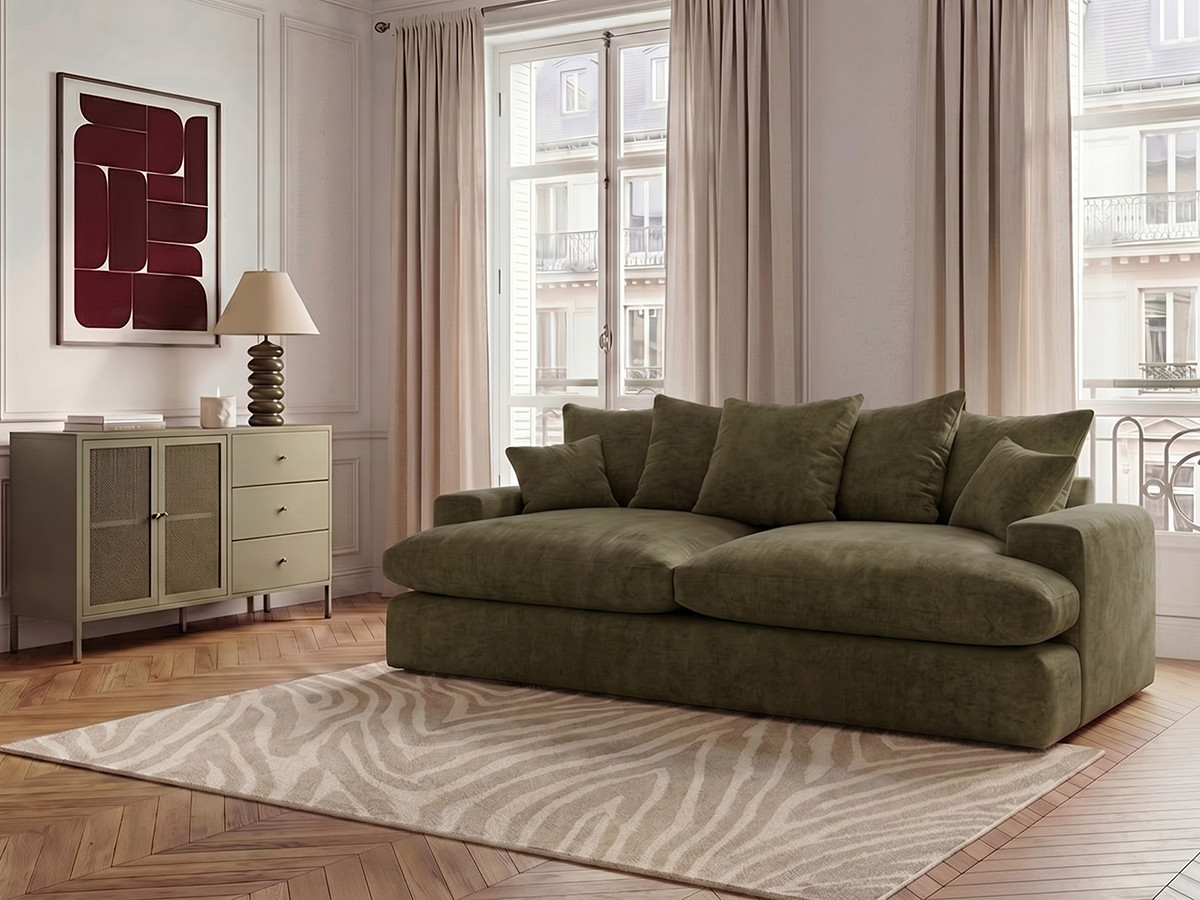 Bobochic Nevada Sofa 3-Sitzer 226 × 150 cm Stoff Grün