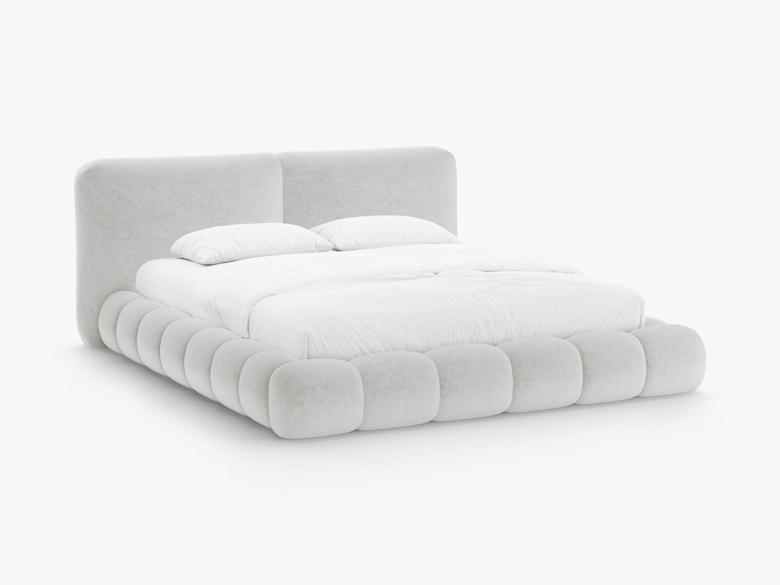 Micadoni Stauraumbett mit Kopfteil Solange Chenille Perfect Harmony Hellgrau 140x200
