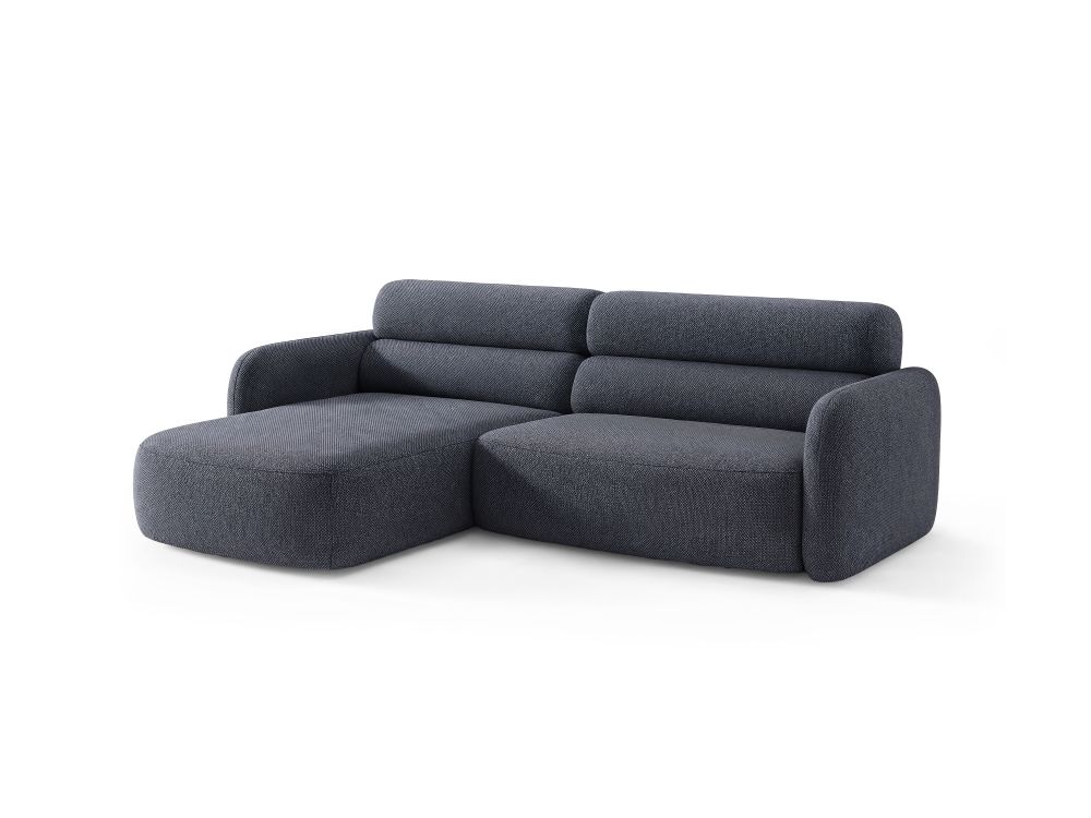 Cosmopolitan Design Ecksofa Malmo 3-Sitzer Strukturierter Stoff Scott Dunkelblau Links
