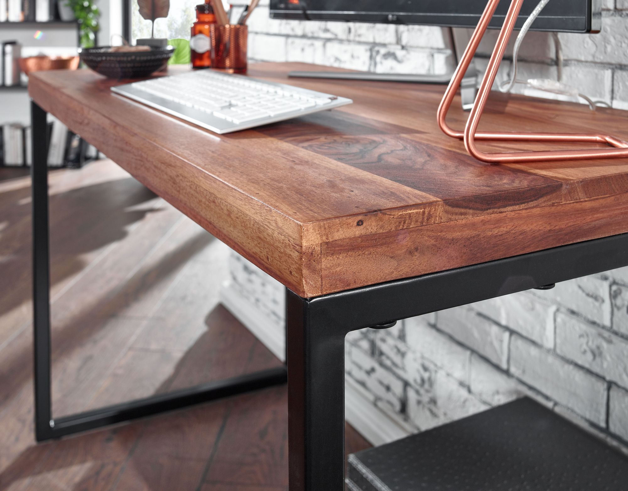 Schreibtisch Krokur Sheesham Massivholz 117 × 59 × 76,5 cm