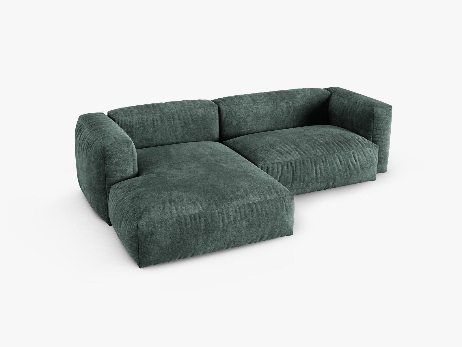 Micadoni Ecksofa Martina 2-Sitzer 90cm Sitztiefe Links Samt Vogue Petrol