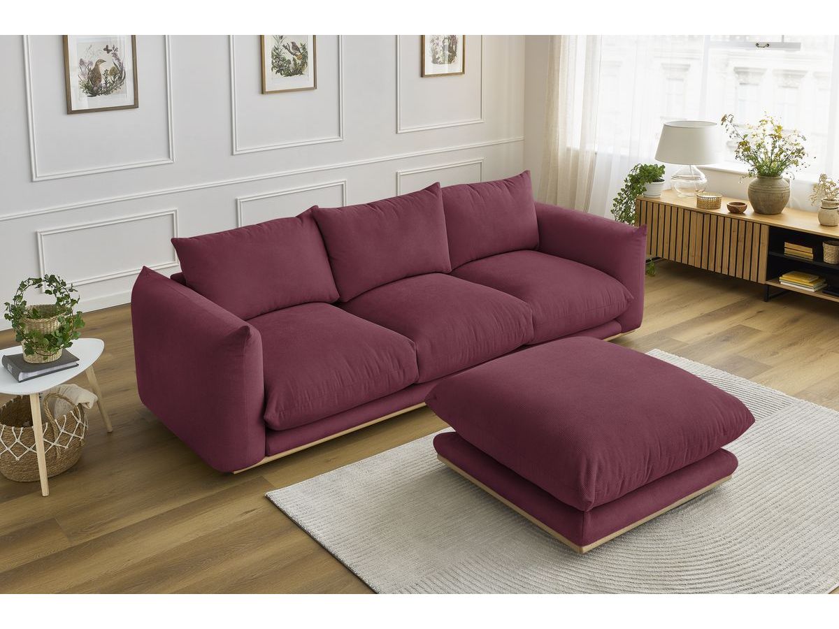 Bobochic Ernest Sofa 4-Sitzer mit Pouf Stoff Rot
