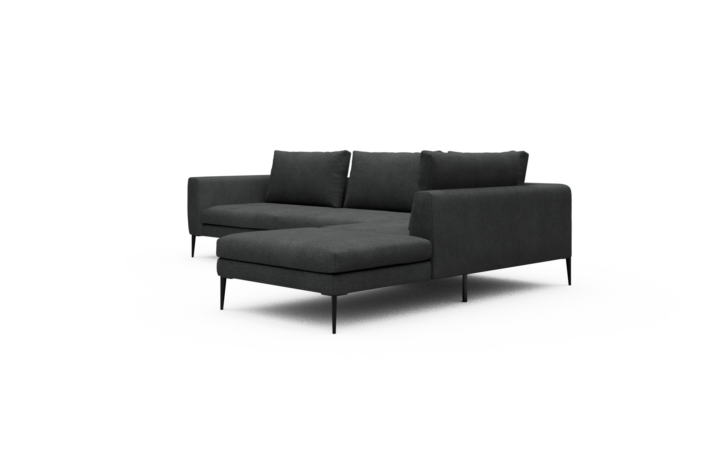 Ecksofa Paul Relax-Ecke links mit 3-Sitzer Boucle-Charcoal
