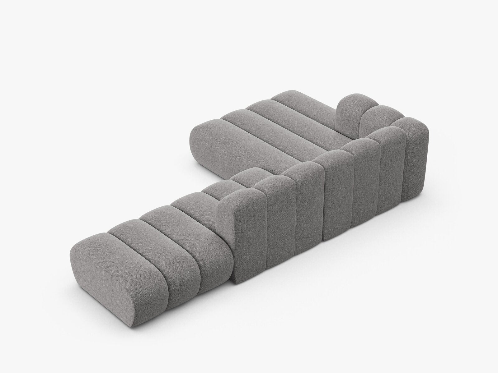 Micadoni Modulares Ecksofa offen Lupine 5-Sitzer Links Chenille Eden Hellgrau