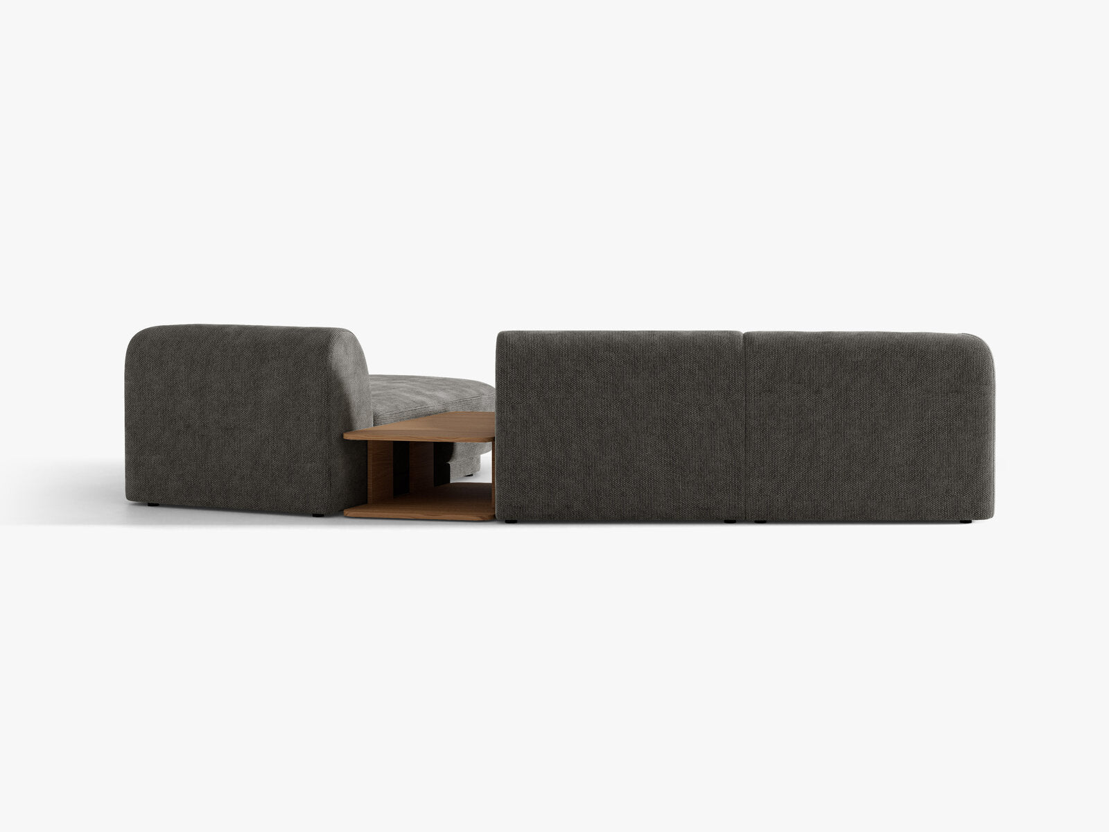 Micadoni Modulares Sofa Miley mit Recamiere 3-Sitzer Rechts Chenille Haga Grau