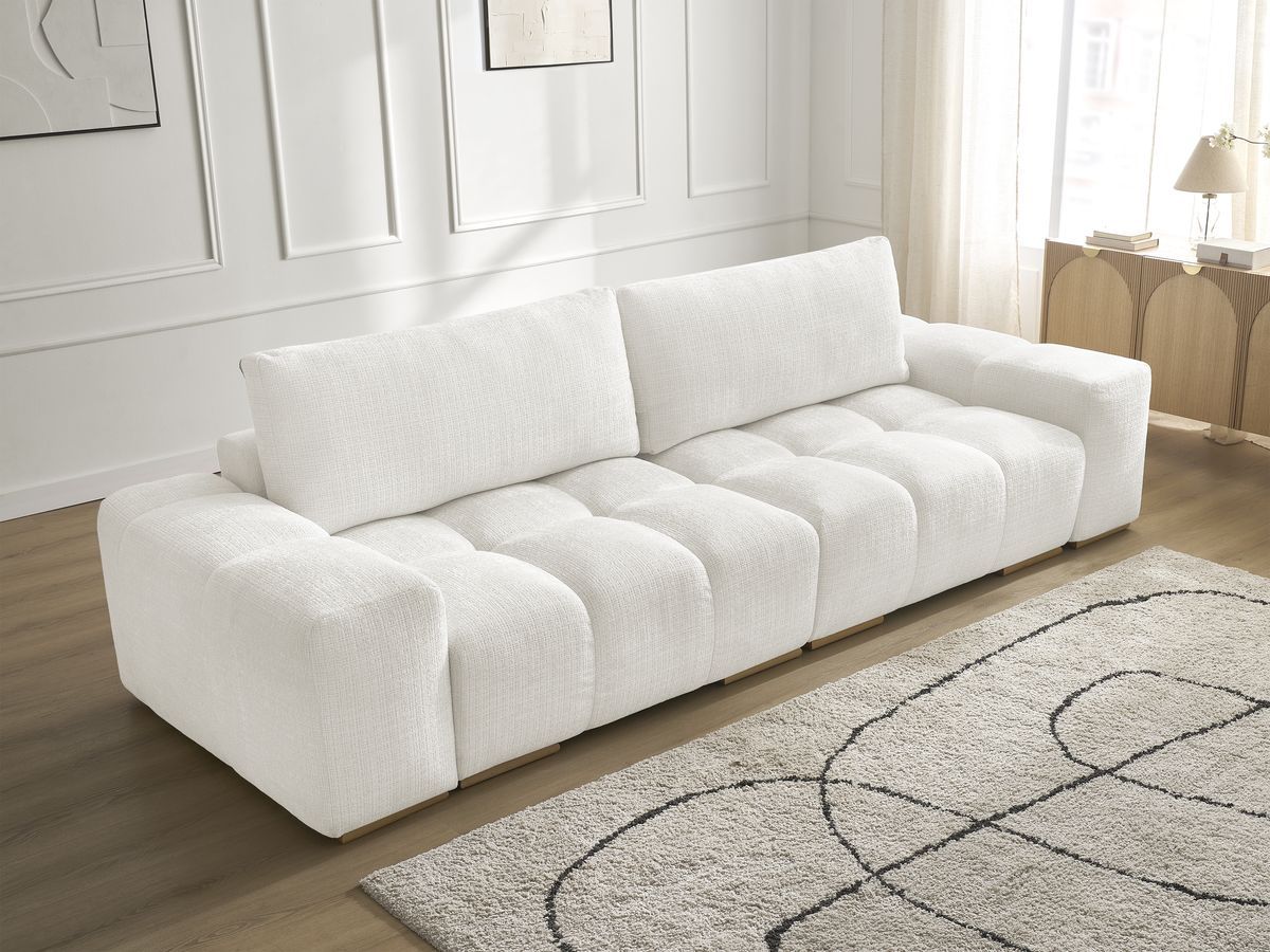 Bobochic Anakin Sofa 3-Sitzer, 2 Kissen Strukturstoff Weiß