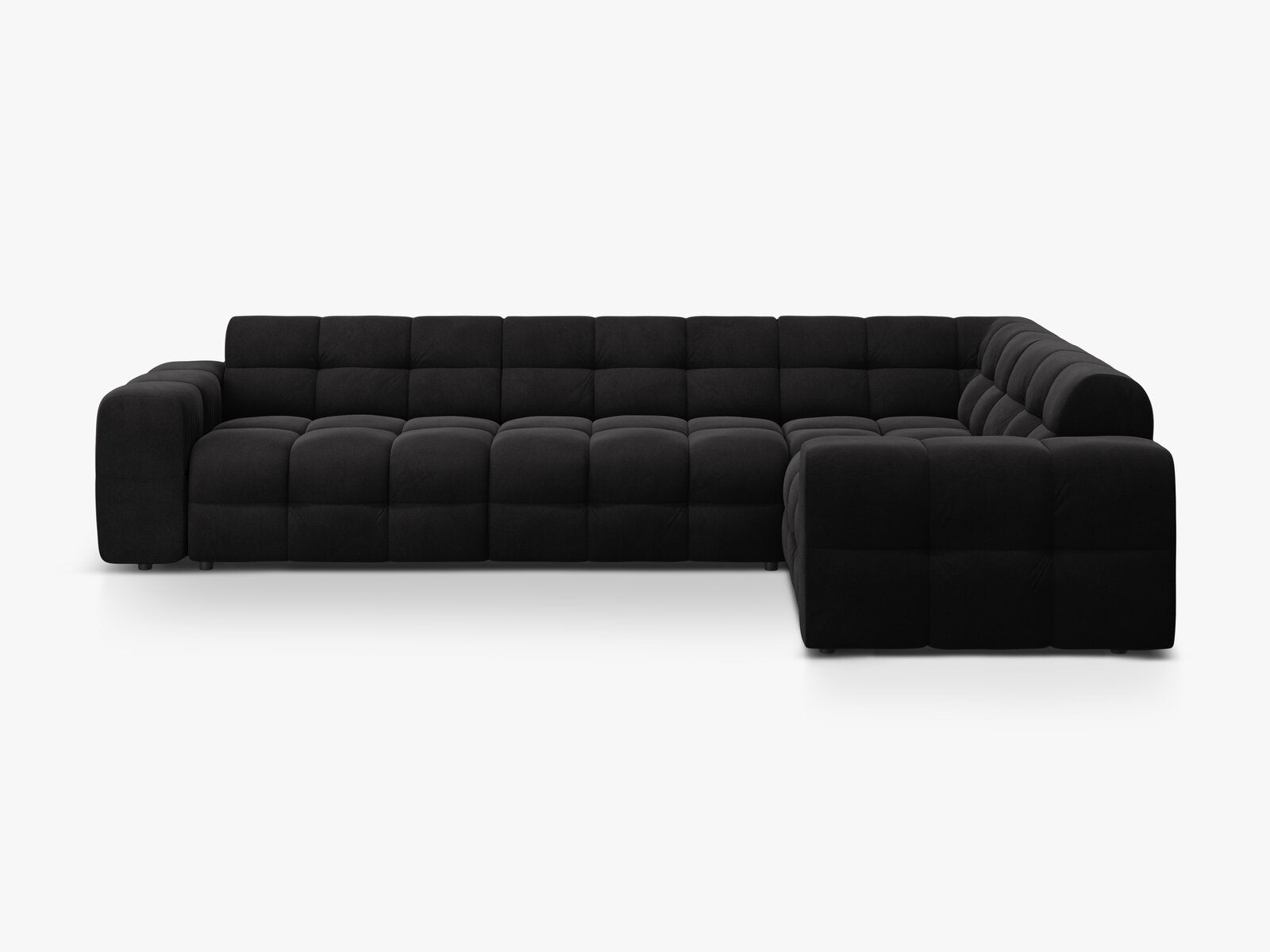 Micadoni Ecksofa Kendal 6-Sitzer Rechts Samt Magic Velvet Schwarz