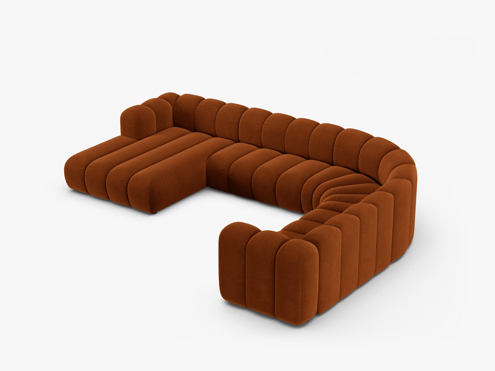 Micadoni Modulares Panorama Ecksofa Lupine 6-Sitzer Rechts Samt Salvador Terrakotta