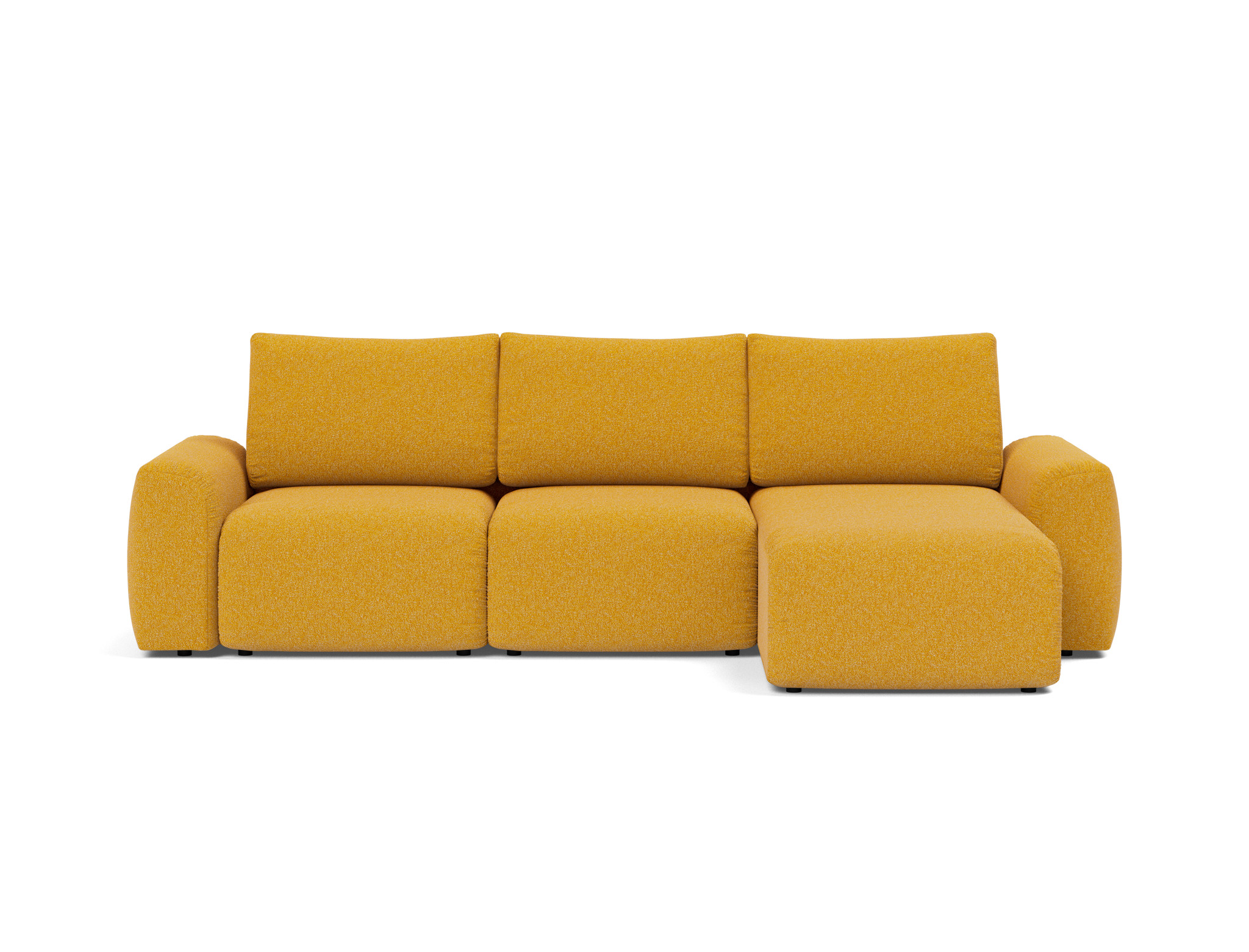 Schlafsofa Norum mit Chaiselongue und Chunky-Armlehnen Boucle Skandi 536-Ochre