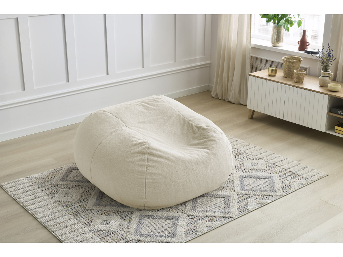 Bobochic Meribel Pouf Kunstfell Weiß