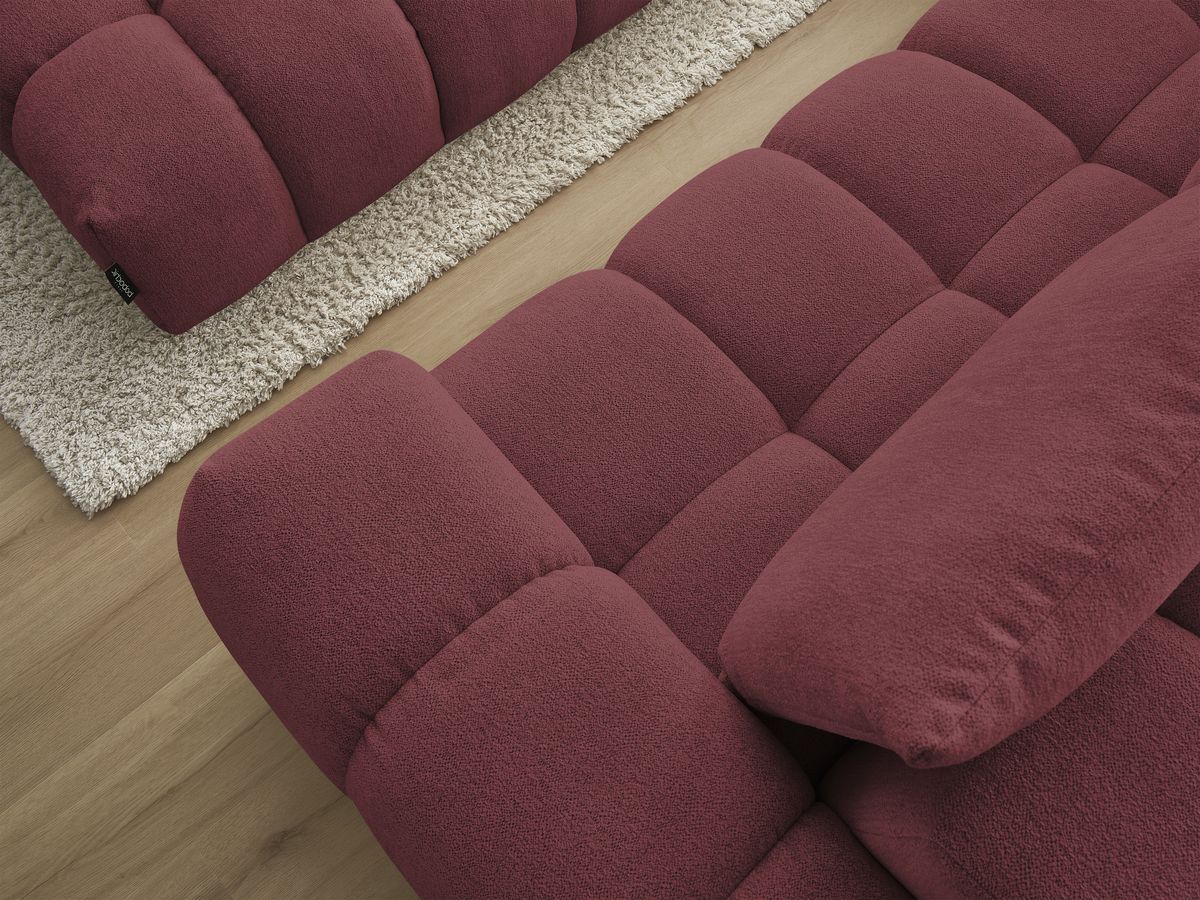 Bobochic Everest Ecksofa mit Schlaffunktion und Pouf, 4 Kissen Melange-Stoff Rot Ecke links