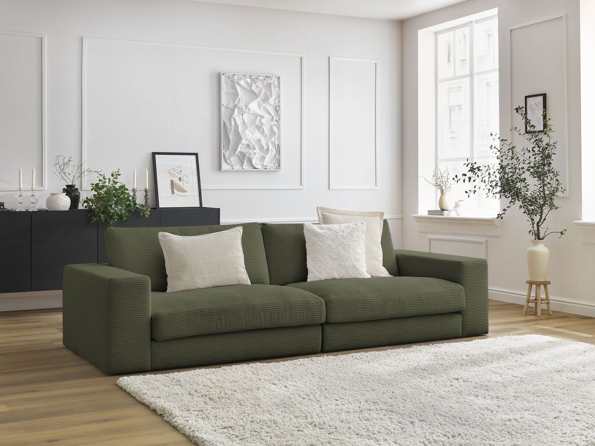 Bobochic Leonard Sofa 3-Sitzer 234 × 109 cm Cordsamt Hellgrün