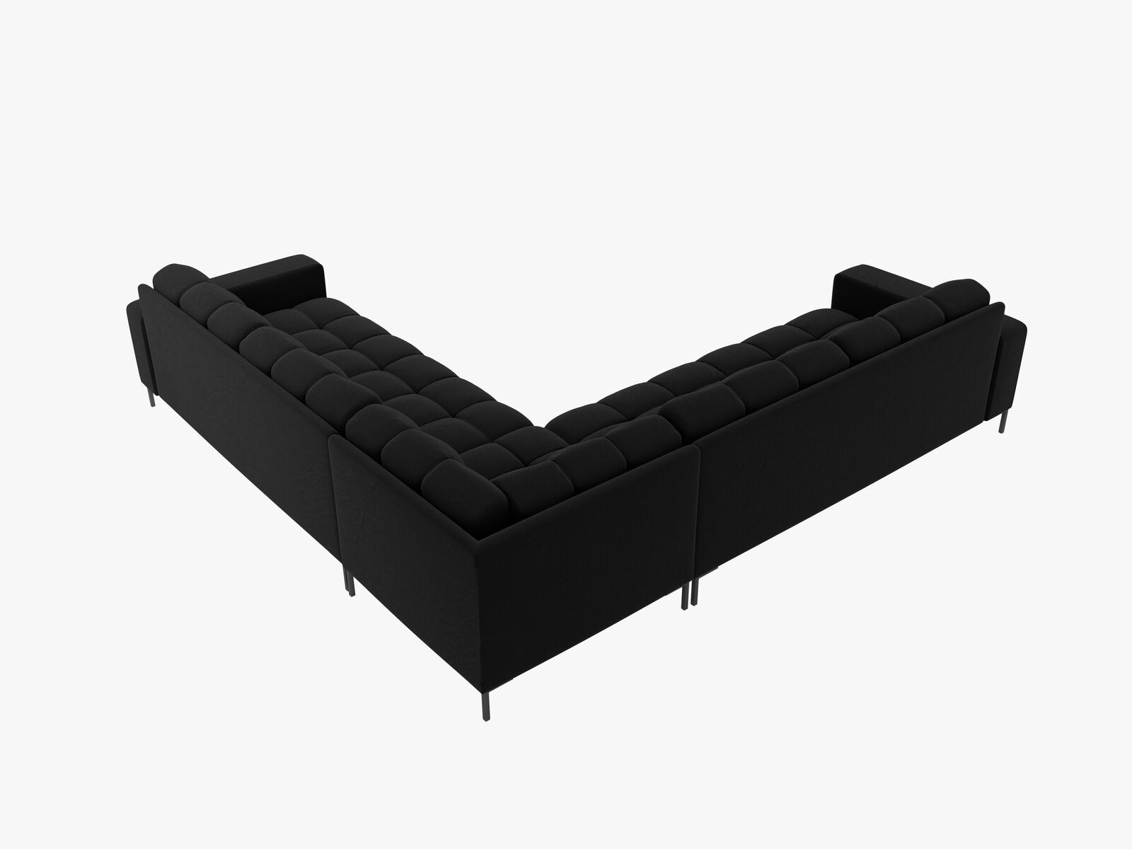 Micadoni Symmetrisches Ecksofa Mamaia 6-Sitzer Samt Bluvel Schwarz schwarze Beine