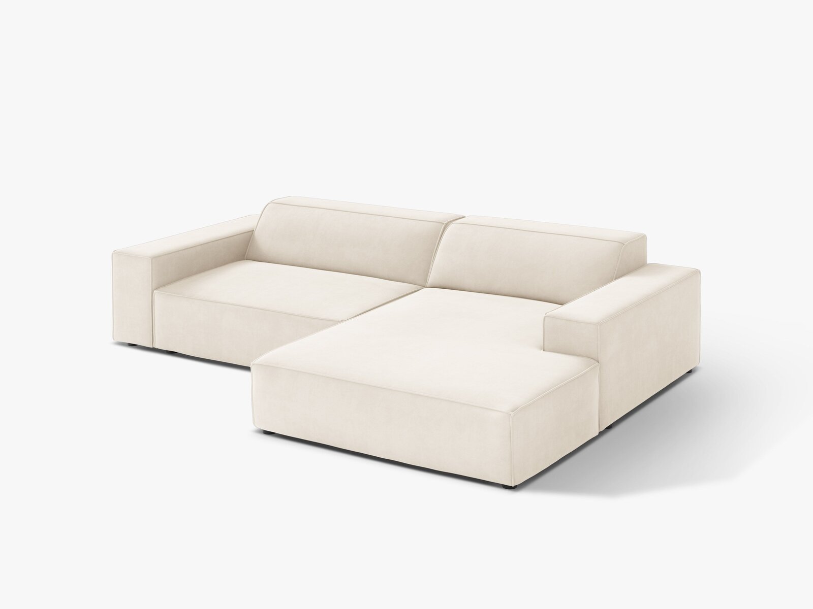 Micadoni Ecksofa Jodie 3-Sitzer Rechts Samt Bluvel Helles Beige