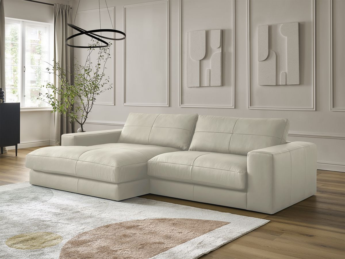 Bobochic Leonard Ecksofa 274 × 159 cm Leder Beige Ecke links