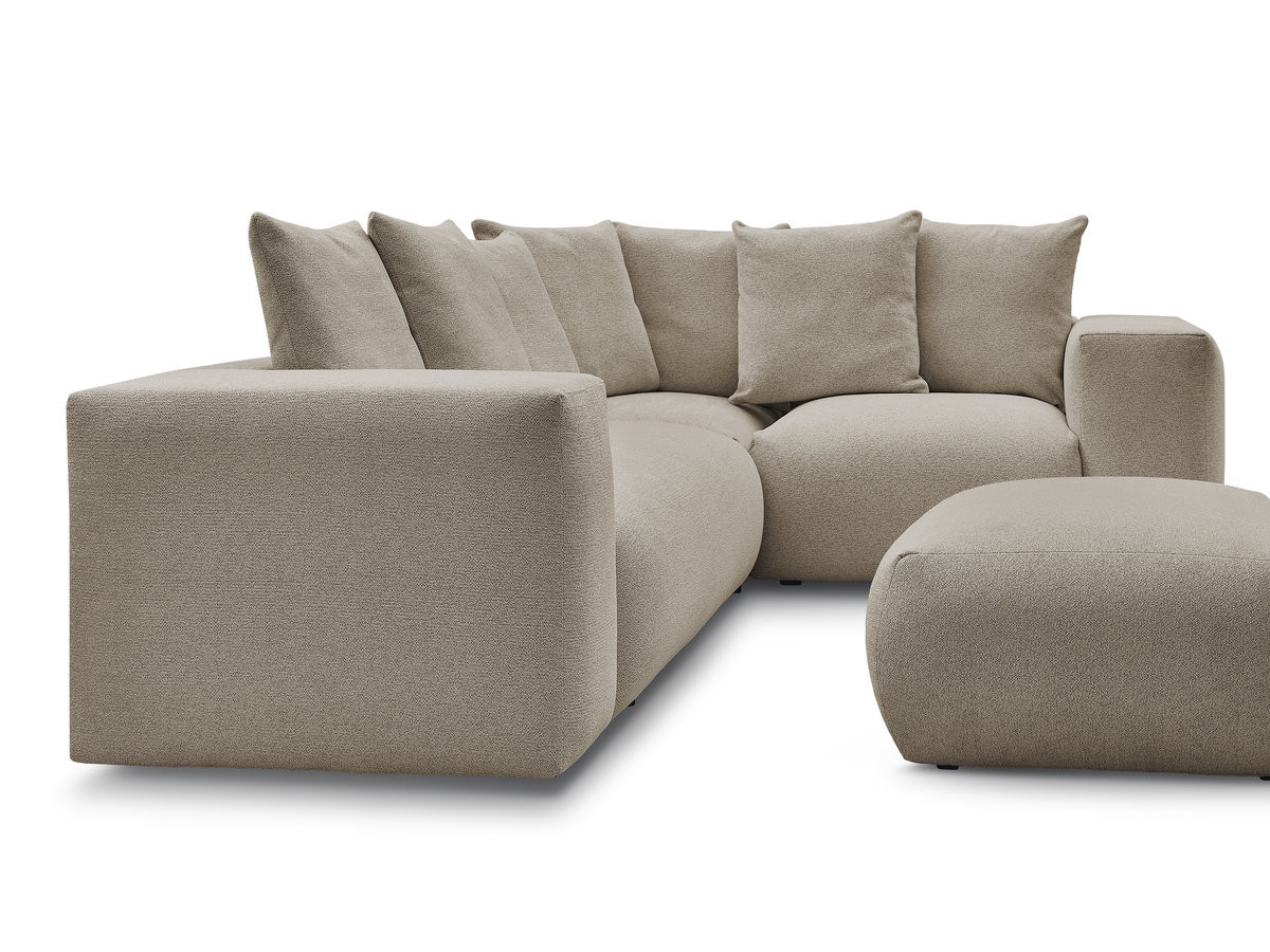 Bobochic Voltaire Ecksofa mit Pouf 268 × 214 cm Melange-Stoff Taupe Ecke rechts