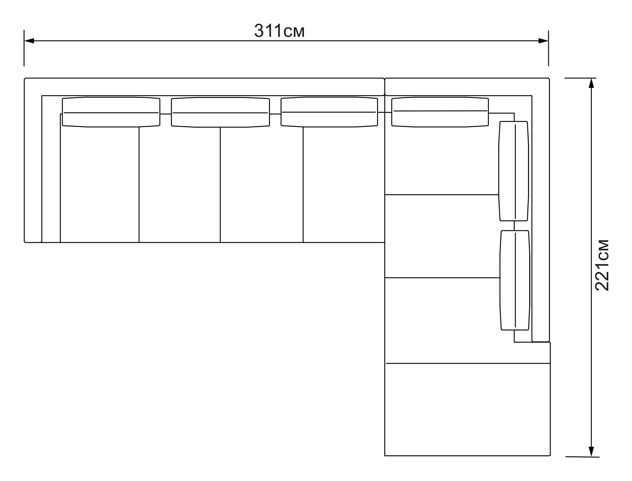 Ecksofa Marvin Relax-Ecke rechts mit 3-Sitzer Leder Iowa 711-Iowa-Cognac