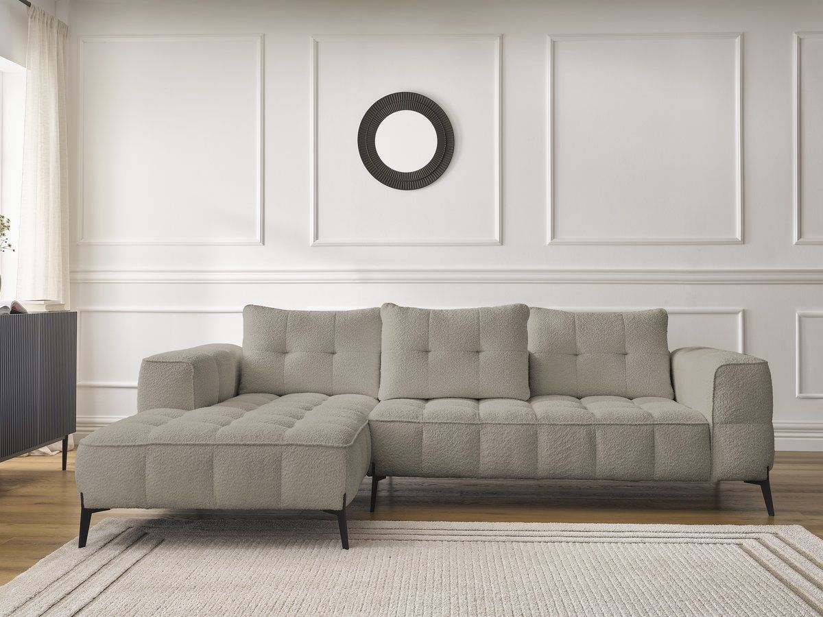 Bobochic Anis Ecksofa Bouclé-Stoff Taupe Ecke links