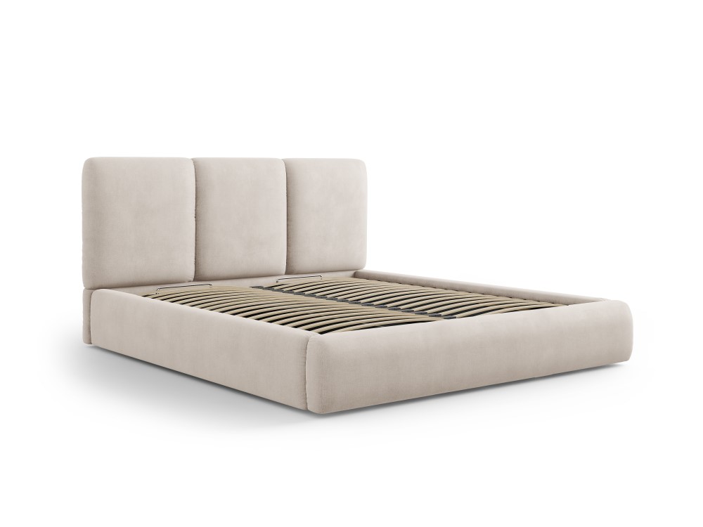 Cosmopolitan Design Stauraumbett mit Kopfteil Nicolas 140x200 Chenille Rebel Beige