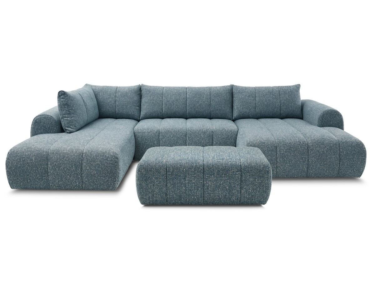Bobochic Nesty Wohnlandschaft mit Pouf Melange-Stoff Blau Ecke rechts