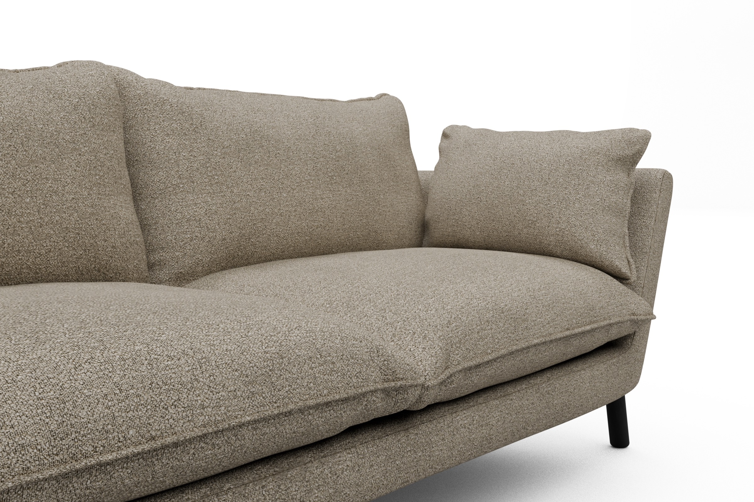 Sofa Emil PREMIUM 2-Sitzer Beinfarbe Eiche Schwarz Boucle-Beige
