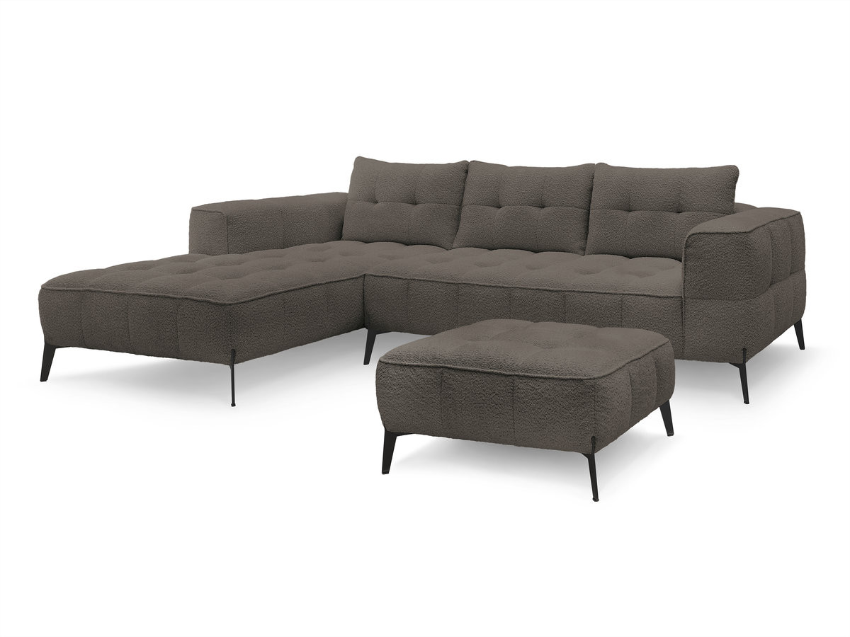 Bobochic Anis Ecksofa mit Pouf Bouclé-Stoff Braun Ecke links