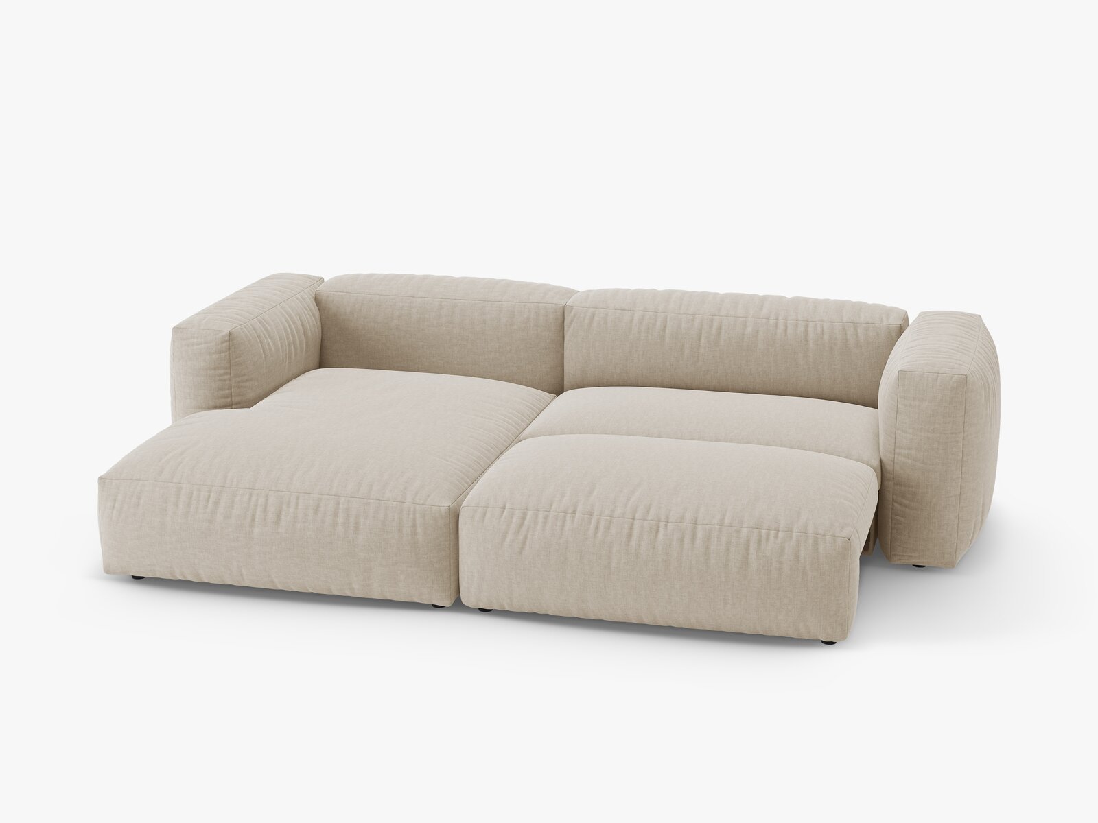 Micadoni Martina Ecksofa 4-Sitzer mit Schlaffunktion Links Strukturierter Stoff Boston Helles Beige