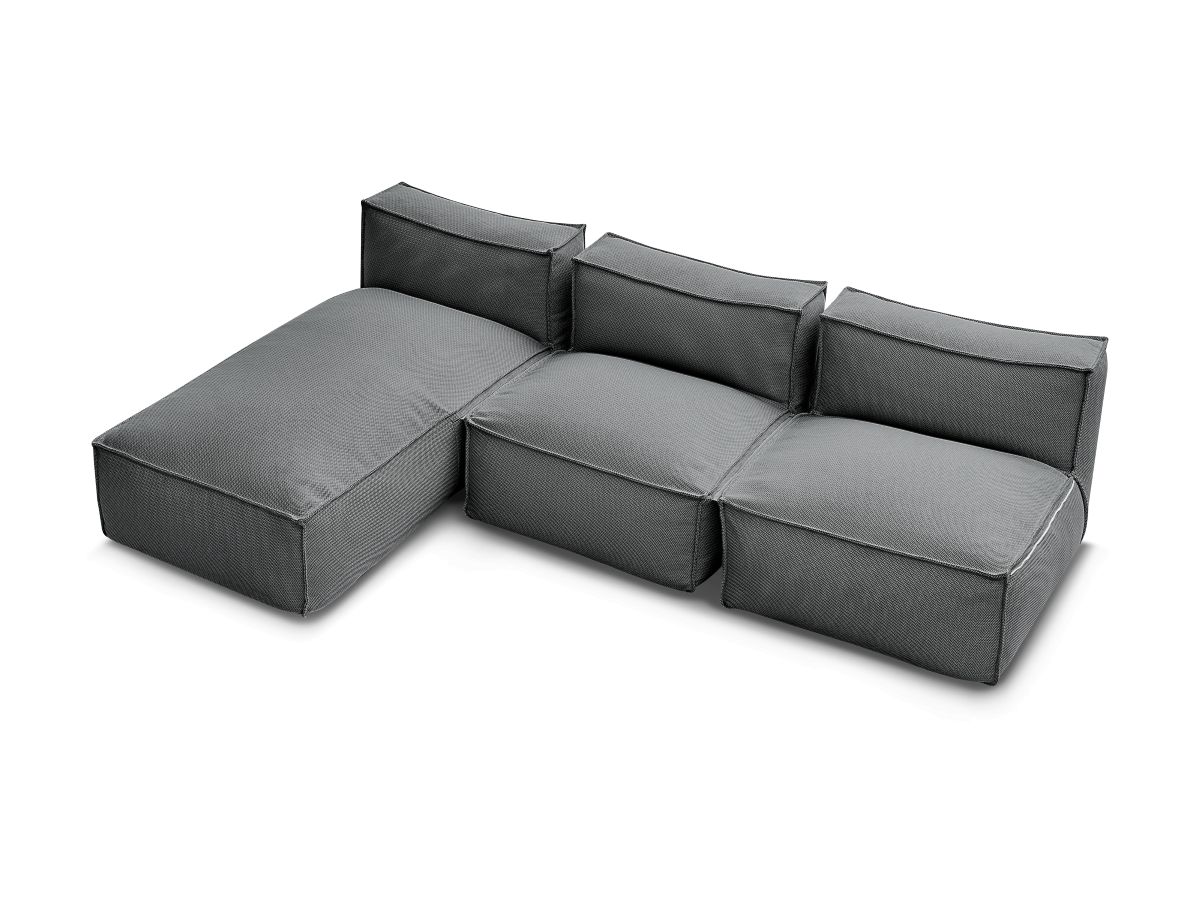 Bobochic Biarritz Gartensofa 3-Sitzer Melange-Stoff Schwarz