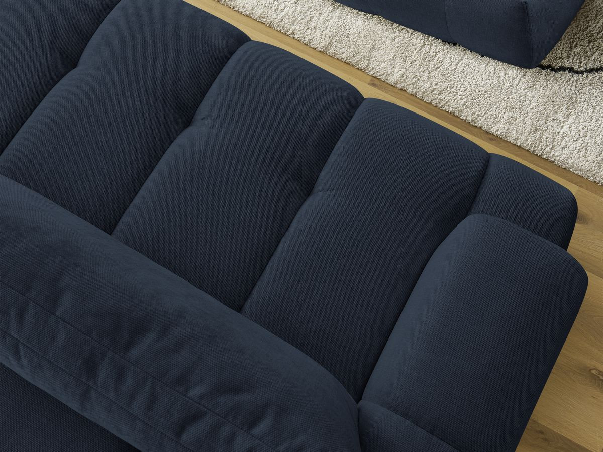 Bobochic Fuji Schlafsofa 3-Sitzer mit Bettkasten und Pouf Stoff Dunkelblau
