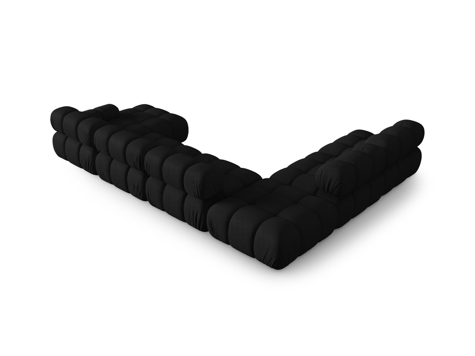 Micadoni Modulares Panorama Ecksofa Bellis 7-Sitzer Links 3D-Stoff Sonic Schwarz