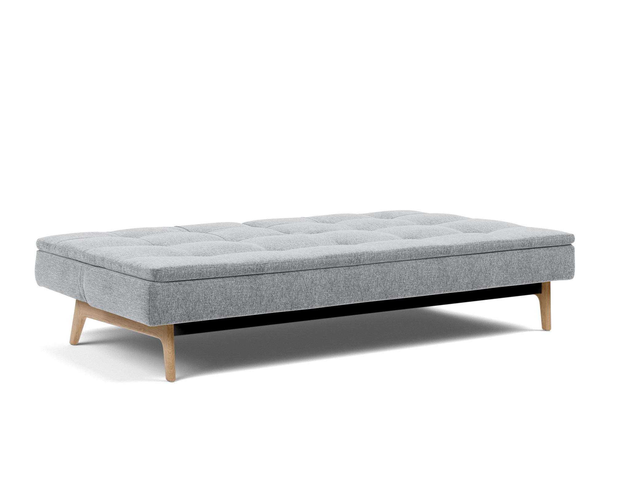 Schlafsofa Dublexo Strukturierter Stoff Twist 565-Granite Beine Eiche