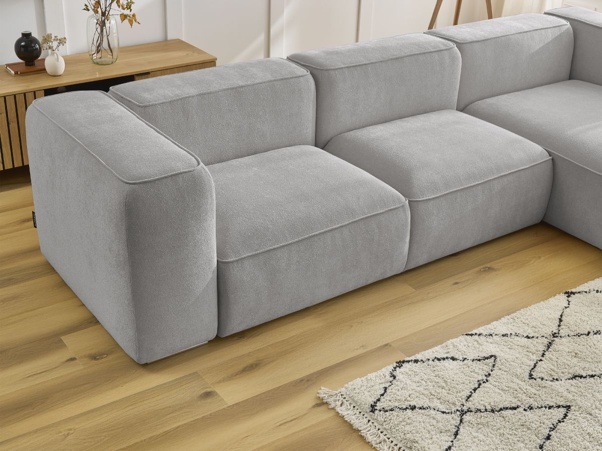 Bobochic Zephyr Ecksofa 349 × 165 cm Strukturstoff Hellgrau Ecke rechts