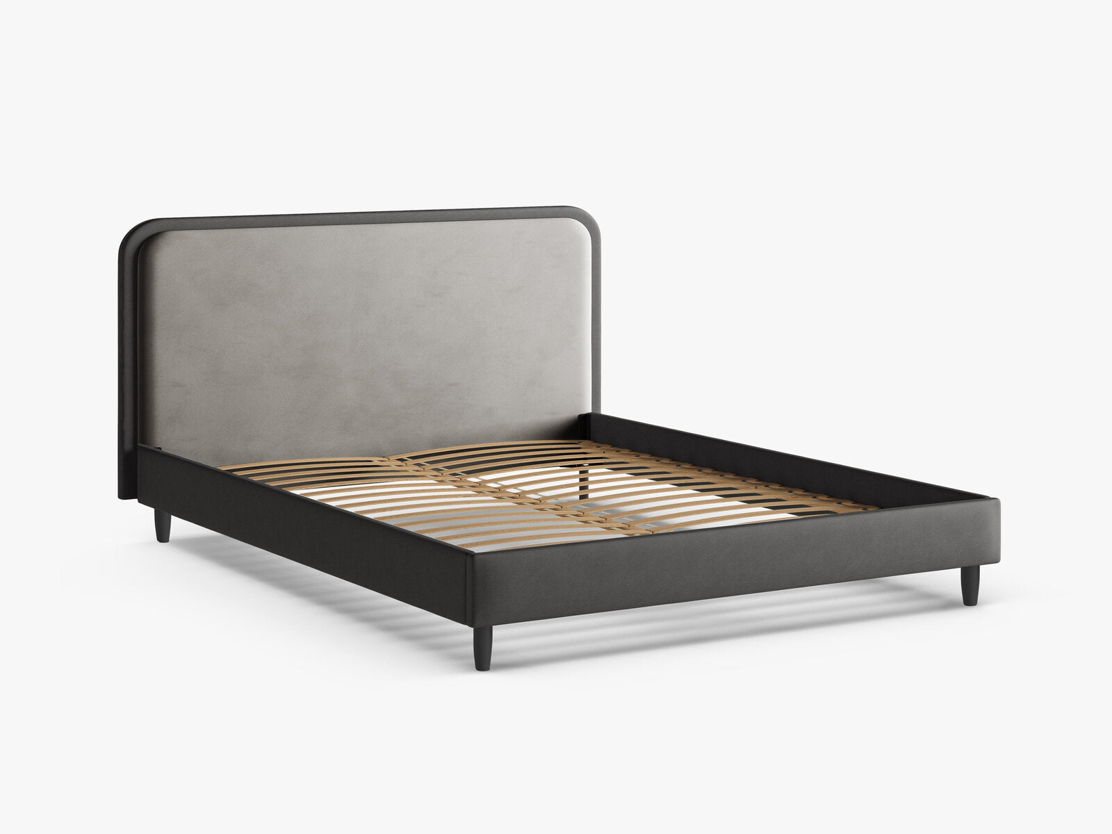 Micadoni Stauraumbett mit Kopfteil Aveline Samt Magic Velvet, Vegan-Leder Vega Dunkelgrau, Dunkelgrau 180x200