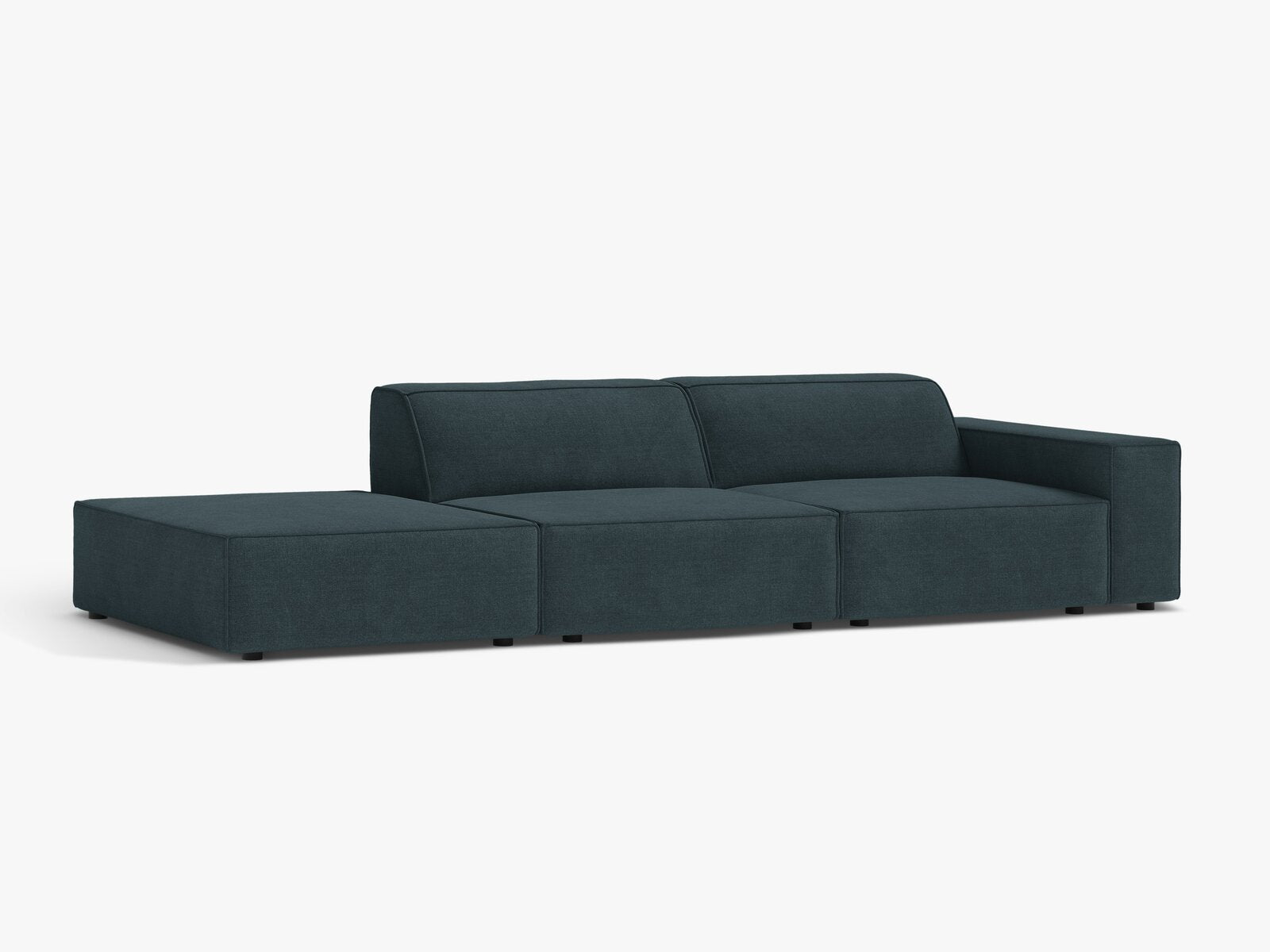 Micadoni Sofa Jodie 3-Sitzer Links Strukturierter Stoff Liberty Dunkel Petrol