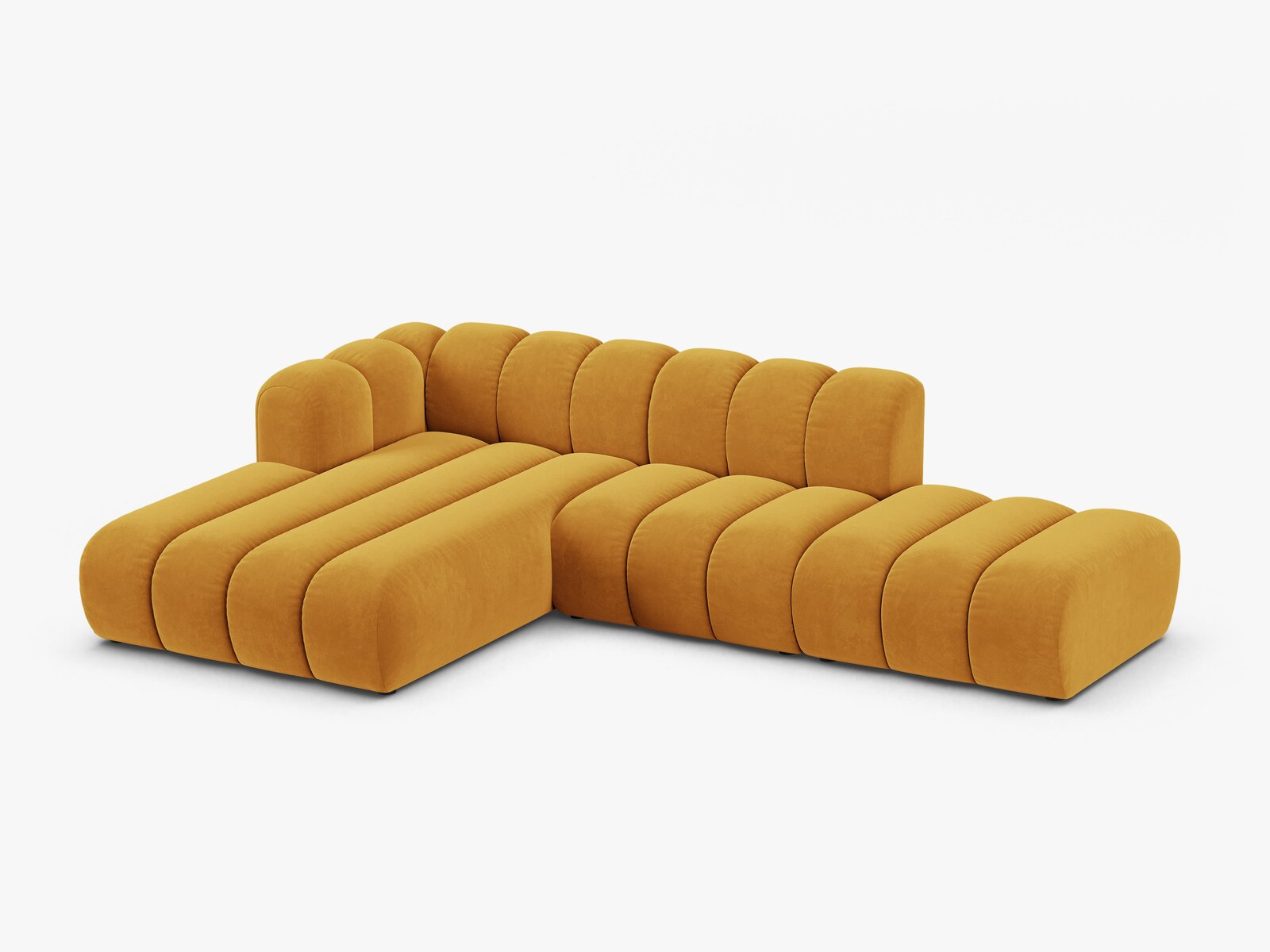 Micadoni Modulares Ecksofa offen Lupine 5-Sitzer Samt Venus Gelb Links