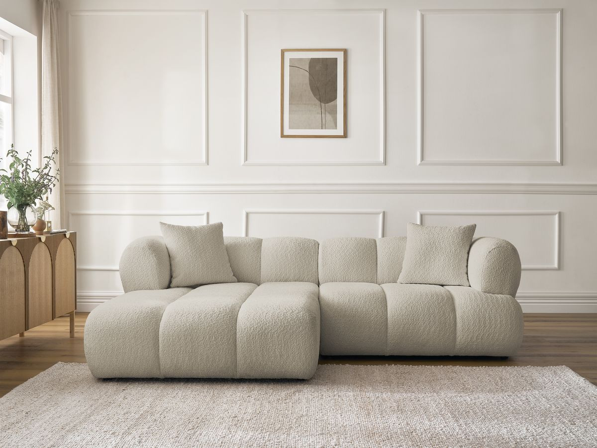 Bobochic Pamira Ecksofa Bouclé-Stoff Beige Ecke links