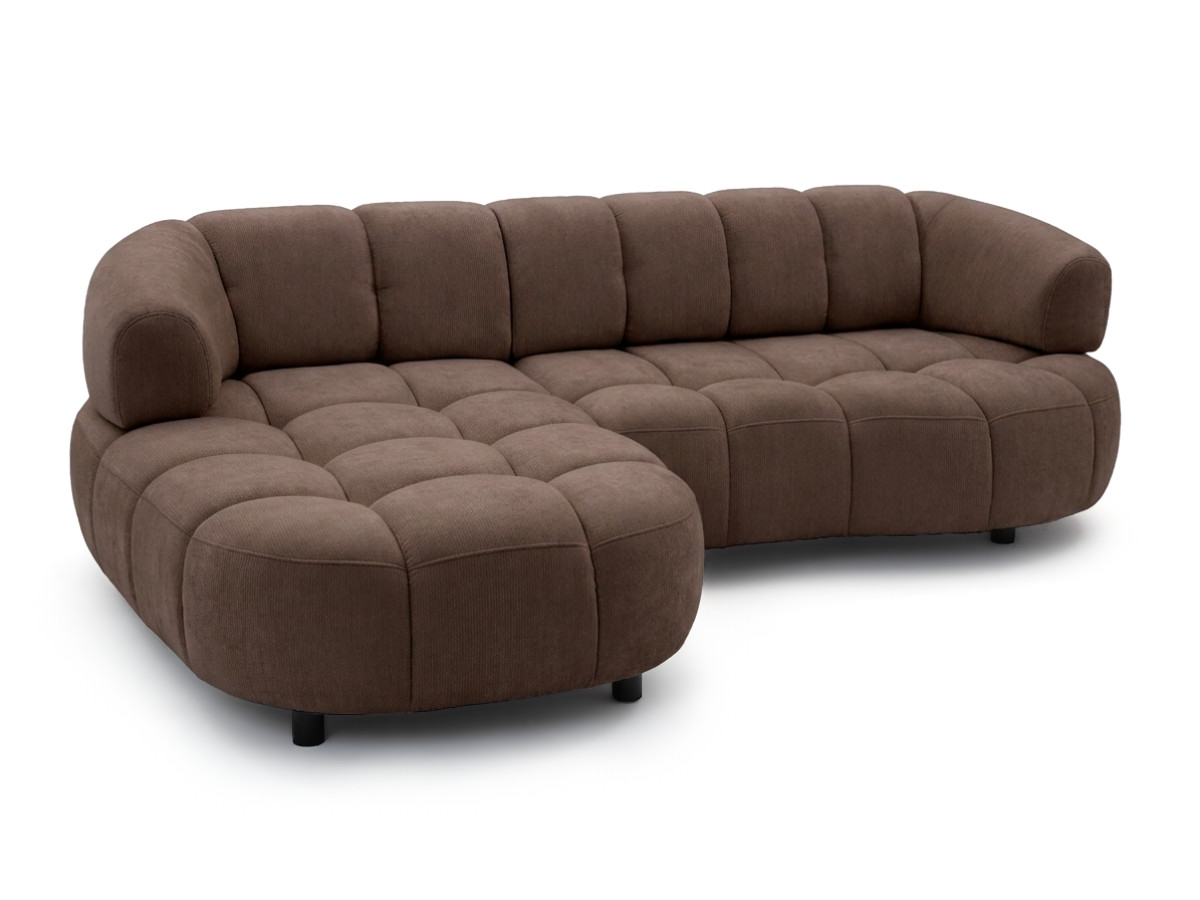 Bobochic Lovely Ecksofa mit Schlaffunktion Stoff Braun Ecke links