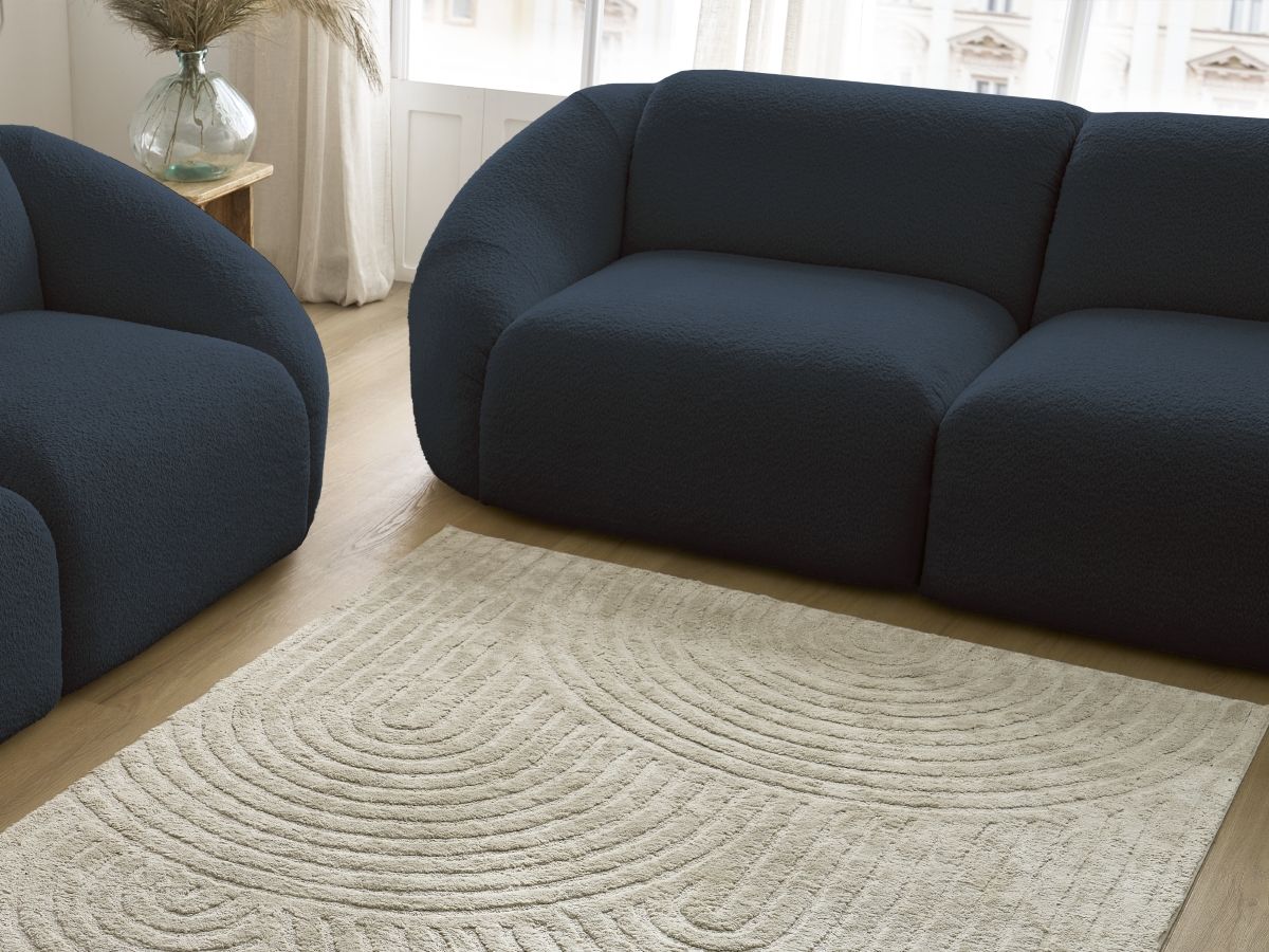 Bobochic Tina Sofa 5-Sitzer Bouclé-Stoff Dunkelblau