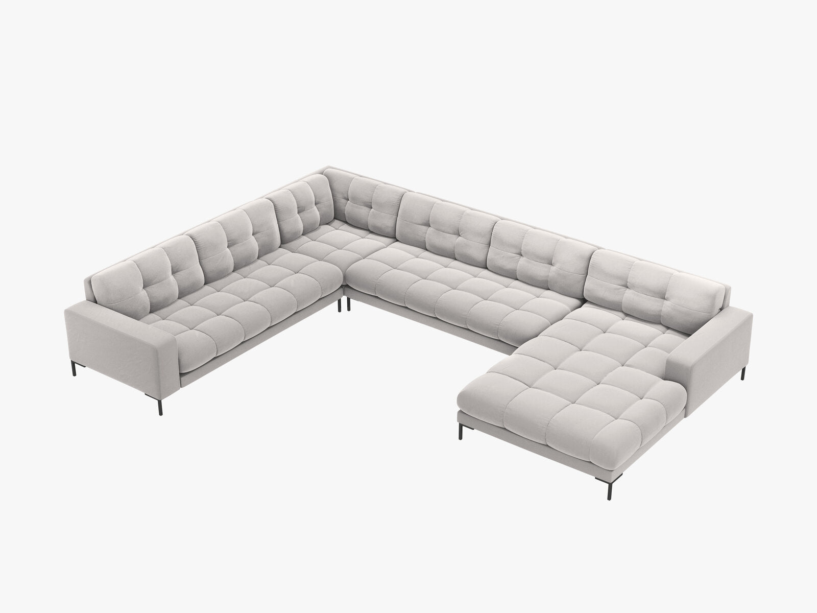 Micadoni Wohnlandschaft Mamaia 7-Sitzer Links Samt Bluvel Silber schwarze Beine