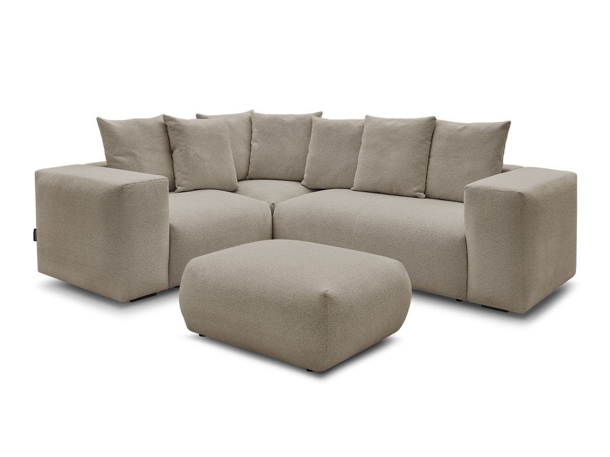 Bobochic Voltaire Ecksofa mit Pouf 268 × 214 cm Melange-Stoff Taupe Ecke links