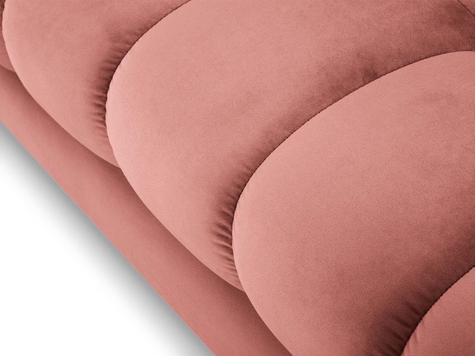 Cosmopolitan Design Ecksofa Bali 5-Sitzer Samt Bluvel Rosa Rechts Beine Schwarzes Metall