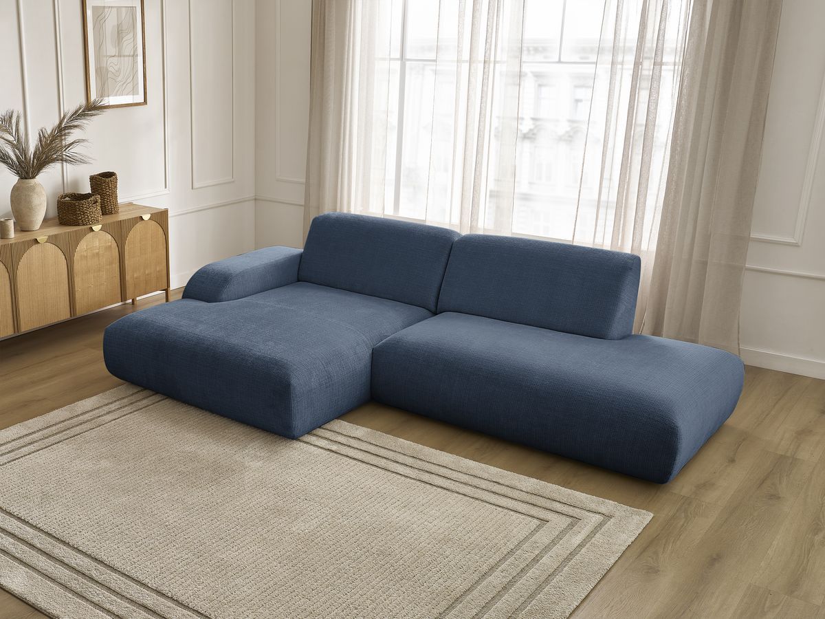 Bobochic Sirius Ecksofa 300 × 170 cm Strukturstoff Dunkelblau Ecke links