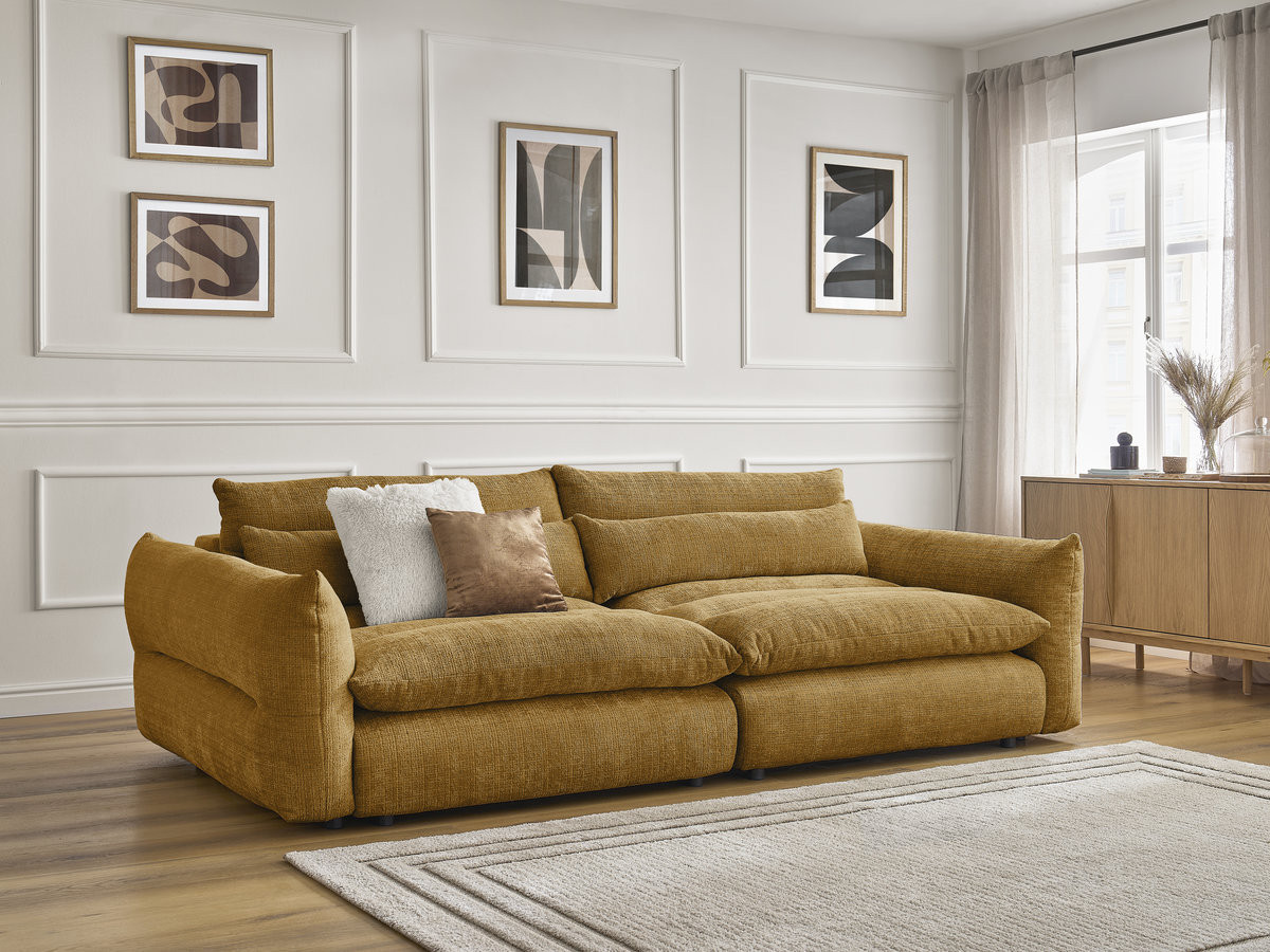 Bobochic Neil Sofa 3-Sitzer Strukturstoff Gelb